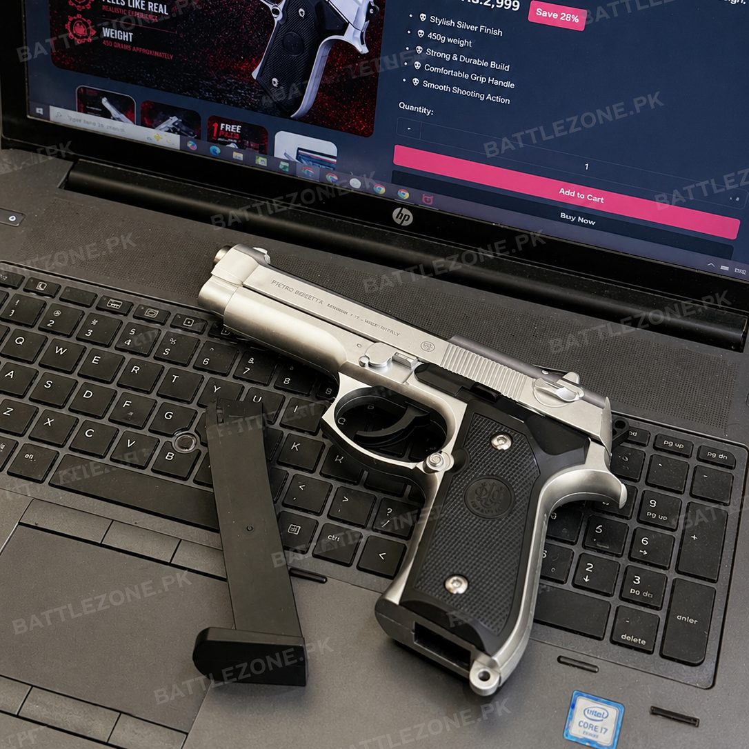 Pietro Beretta M92 9mm Airsoft Toy Gun - SILVER FINISH